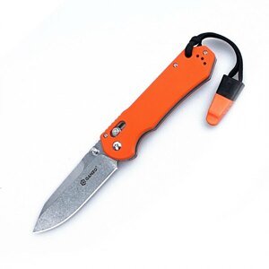 Zatvárací nôž G7452-WS Ganzo® - Sivá čepeľ SW, Oranžová rukoväť (Farba: Oranžová, Varianta: Sivá čepeľ – Stone Wash)