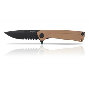Zatvárací nôž ANV® Z100 s kombinovaným ostrím G10 Liner Lock - Coyote rukoväť, čierna čepeľ - DLC (Farba: Coyote, Varianta: Čierna čepeľ - DLC)
