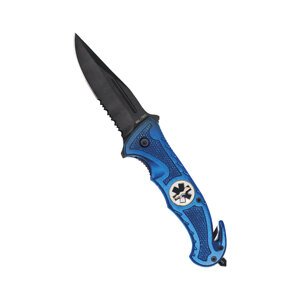 Zatvárací nôž RESCUE Mil-Tec® s kombinovaným ostrím - čierny – Modrá (Farba: Modrá)