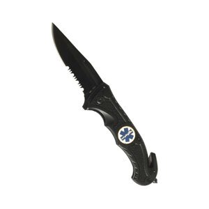 Zatvárací nôž RESCUE Mil-Tec® s kombinovaným ostrím - čierny – Čierna (Farba: Čierna)
