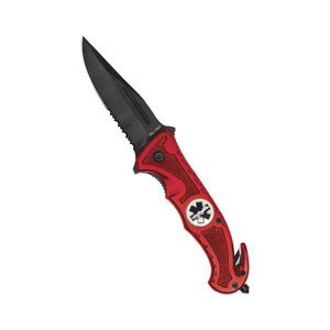 Zatvárací nôž RESCUE Mil-Tec® s kombinovaným ostrím - čierny – Červená (Farba: Červená)